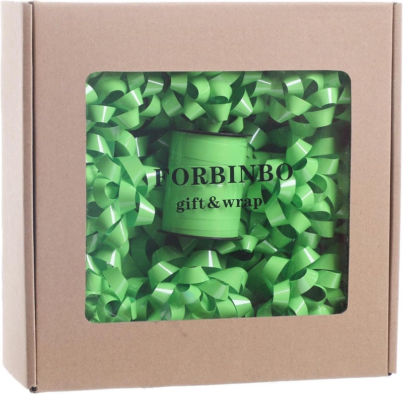 FORBINBO 25 Pcs Gift Bows Assortment - 3 Size Gift Bowsand 1 Crimped Curling Ribbons, Perfect for Christmas, Holiday，Birthdays, Weddings, Baby/Bridal Showers, Party (Green) - Image 1
